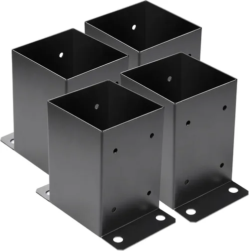 Vista 13 de Base de poste de 4 x 4, 2 piezas, tamaño interior de 3.6 x 3.6 pulgadas, soportes de poste de metal resistente con recubrimiento en polvo negro
