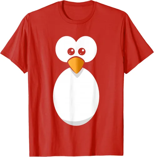 Vista 97 de Camiseta divertida con diseño de cara de pingüino o disfraz fácil, color negro, talla S