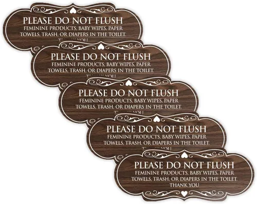 Vista 20 de Signs ByLITA Designer Please Do Not Flush Etiqutte Letrero (negro) - Pequeño 1 paquete