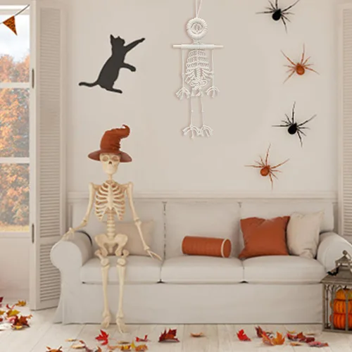 Vista 4 de FREEBLOSS Kit de esqueleto de macramé para Halloween, decoración de macramé con instrucciones (idioma español no garantizado), decoración de fiesta