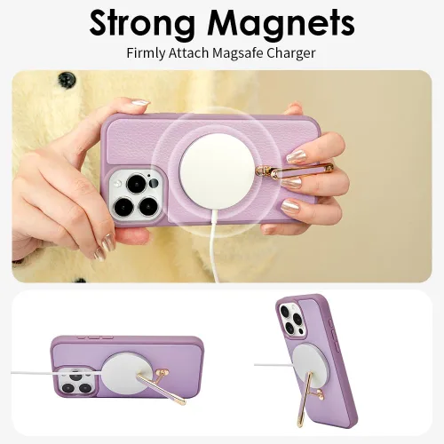 Vista 8 de CUSTYPE Funda para iPhone 13 Pro Max de 6.7 pulgadas con soporte, funda de cuero delgada con soporte de 2 vías, compatible con MagSafe, funda