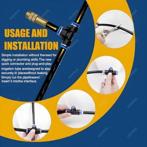 Vista 4 de Drip Irrigation Kit - Automatic System with 360° Adjustable Copper Nozzle & Atomizing Droppers for Efficient Garden Watering & Factory Cooling
