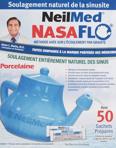 Vista 4 de NeilMed Nasaflo Olla Neti de Porcelana, 50 unidades (el empaque puede variar)