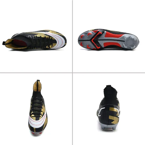 Vista 3 de Botas de fútbol para hombre, zapatos de fútbol, zapatos de punta, zapatillas de deporte cómodas para adultos, atlético, al aire