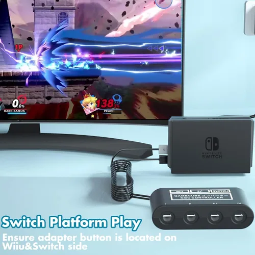 Vista 4 de CLOUDREAM Gamecube - Adaptador de controlador para Switch Gamecube Wii U y PC Super Smash Bros Choice compatible con cuatro controles Gamecube