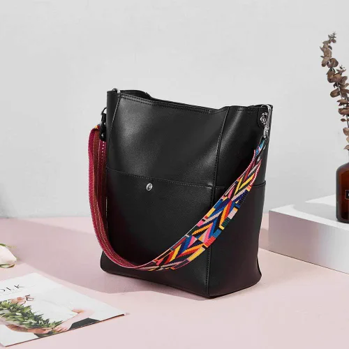Vista 34 de BROMEN Bolsa Hobo para mujer, diseñada con cuero vegano, de hombro, bandolera