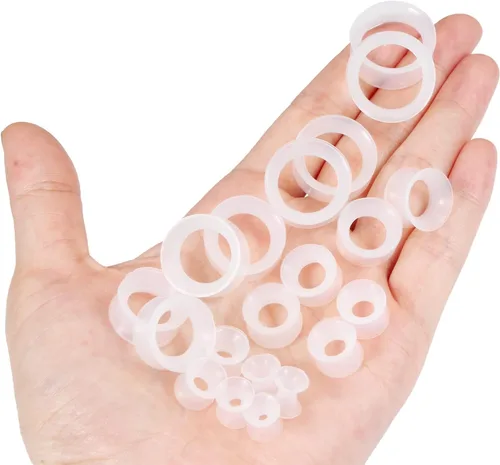 Vista 4 de Yaalozei 6G 4G 2G 2G 00G 0.472 in 0.551 in 0.630 in 0.709 in 0.787 in Ultra delgado silicona flexible túnel expansor de túnel de carne Calibre