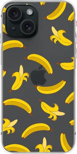 Vista 2 de Blingy's Funda para iPhone 15, divertido estilo plátano, lindo patrón de frutas tropicales, diseño de dibujos animados, funda protectora