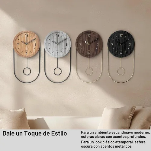 Vista 6 de Driini Reloj de pared decorativo con péndulo (negro) – Madera moderna, números dorados 3D, marco de metal – Relojes de pared pequeños y únicos