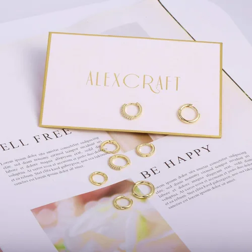 Vista 6 de ALEXCRAFT - Juego de arracadas pequeñas de oro para mujer, juego de aretes de oro estilo pavé con diamantes y poste de plata de ley