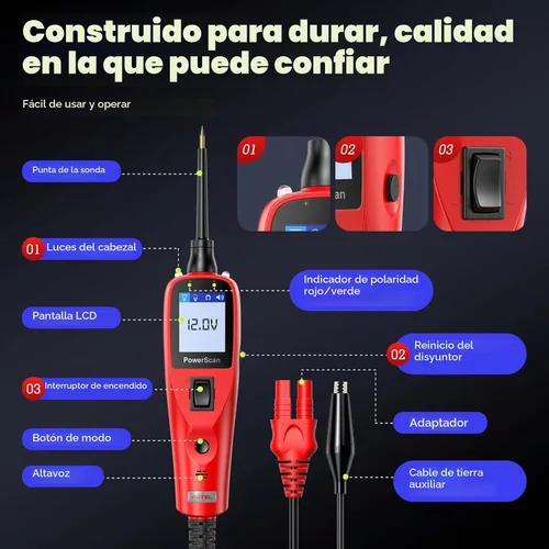 Vista 9 de Autel PowerScan - Probador de circuitos de coche de 12-24 V, sonda