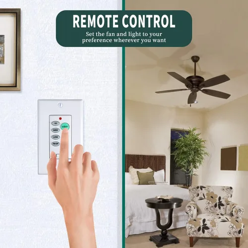 Vista 6 de Control de ventilador de techo universal UC9050T de 3 velocidades con control de pared montado, regulación de gama completa CHQ9051T