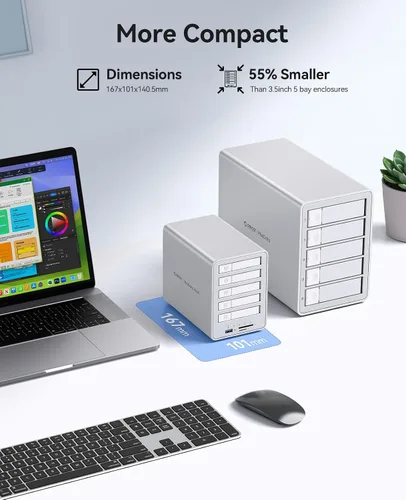 Vista 6 de ORICO Estación de acoplamiento USB-C All-Flash de 2.5 pulgadas con velocidad de transferencia de datos de 5 Gbps, compatible con SSD de 2.5