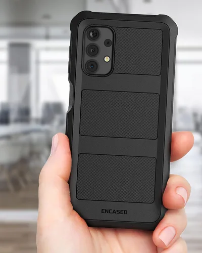 Vista 6 de ENCASED Falcon - Funda diseñada para Samsung Galaxy A32 5G, funda protectora de cuerpo completo resistente (negro)