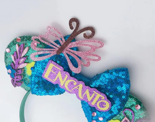 Vista 2 de Diademas con orejas de ratón para niñas, accesorios de disfraz de Halloween, decoración de princesa para Encanto, cosplay