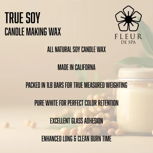 Vista 4 de Fleur DE SPA - Cera de soja natural de 6 libras, fabricada en Estados Unidos, empaquetada en barras de 1 libra, combustión limpia, excelente aroma