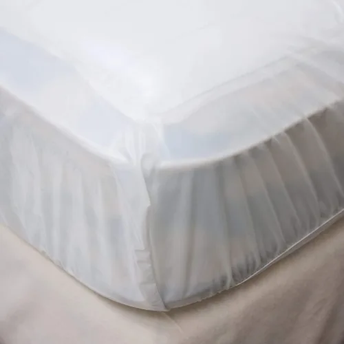 Vista 3 de Home Expressions Protector de colchón de vinilo plástico 4Gauge, estilo sábana bajera, impermeable, transpirable y con protección contra derrames