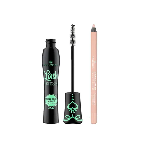 Vista 2 de essence Lash Princess - Máscara de pestañas postizas con efecto de pestañas y delineadores de ojos de gel Stay & Play 03 Silky Nude Bundle