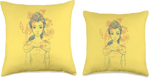 Vista 3 de Disney Princesa Belle Elevated Enchantment - Cojín (16.0 x 16.0 in), color amarillo