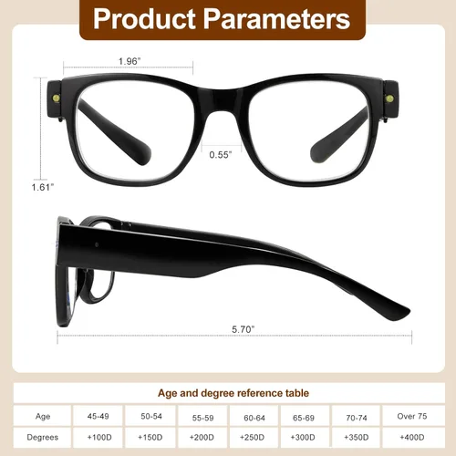 Vista 7 de USB Rechargeable Led Reading Glasses Lighted Eyewear for Women Men