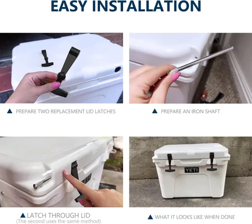 Vista 3 de Pestillos de tapa de repuesto (paquete de 2) compatibles con todos los refrigeradores duros Yeti, RTIC, otros relacionados, hechos de goma dura