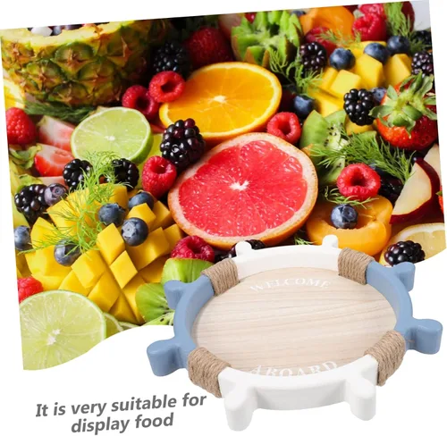 Vista 6 de OSALADI Bandeja de timón Bandeja de taza de agua, bandeja para servir frutas, bandeja decorativa, bandeja para el hogar, bandeja de té de comida