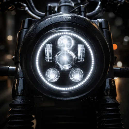 Vista 4 de Eagle Lights 8900BG3H-SCOUT - Faro delantero de motocicleta Indian Scout con anillo de halo blanco, se adapta a 2015+ Scout 60, Scout and Scout