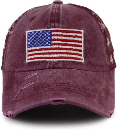 Vista 16 de Gorra de béisbol con la bandera estadounidense para mujer, divertida gorra de béisbol bordada y desgastada ajustable