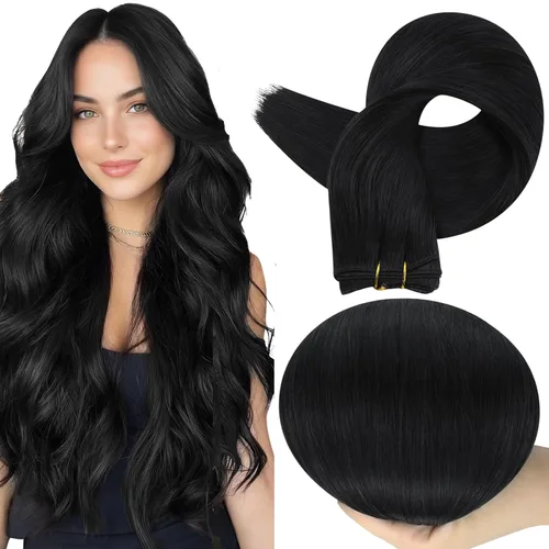 Vista 36 de Full Shine Extensiones de trama de cabello humano, cabello natural negro brillante, para mujeres, 1.76 oz (50 g), 10 pulgadas (25.4 cm), cabello
