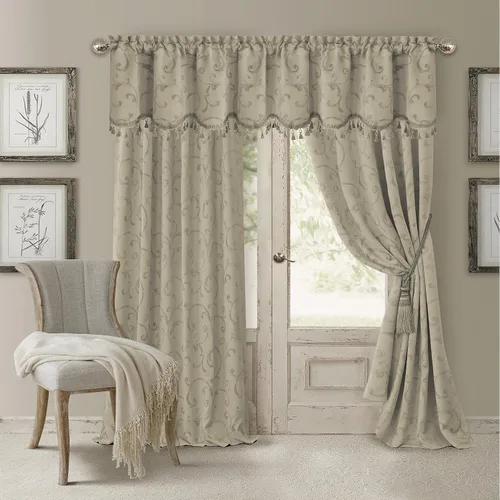 Vista 8 de Elrene Home Fashions Cenefa Opaca Jacquard Scroll Mia, 52" x 19" (1 Cenefa), Dorado