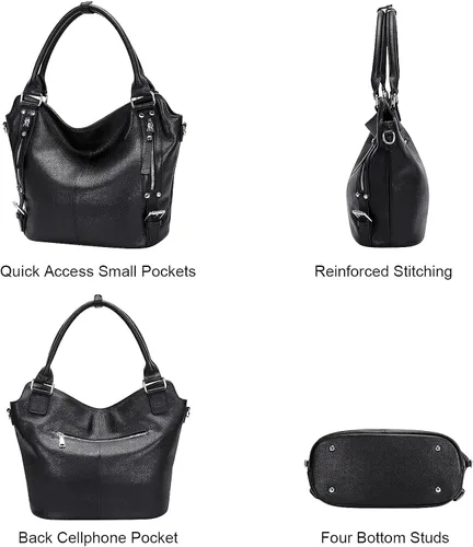 Vista 4 de Over Earth Bolsos de cuero genuino para mujer, bolso de hombro Hobo para mujer
