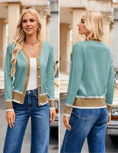 Vista 2 de GRACE KARIN Cárdigan para mujer, ligero, de manga larga, recortado, para primavera y verano, ropa de moda
