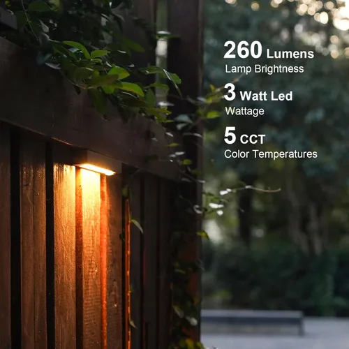 Vista 2 de GOODSMANN Luces de paso al aire libre, 6 unidades, luces de cubierta de bajo voltaje, 7 pulgadas, 5CCT, luces de pared de contención, 3 W, LED, 260