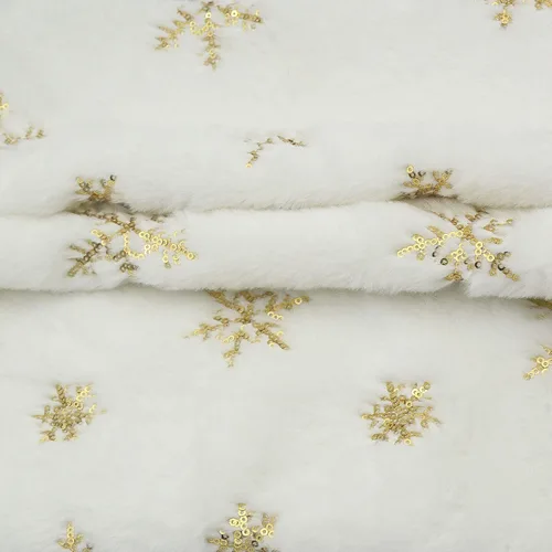 Vista 5 de LIGICKY Juego de 2 fundas de almohada de piel sintética blanca esponjosa con copos de nieve de lentejuelas doradas, decorativas, suaves, peludas