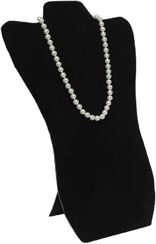 Vista 2 de Bonito nuevo caballete de exhibición de joyería de collar de terciopelo negro 14" H