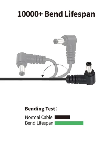 Vista 8 de Tonton Cable de extensión de alimentación de CC 1M 3.3FT 0.217 in x 0.083 in 5521 90 grados de ángulo recto hembra a CC macho Cable adaptador