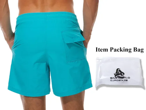 Vista 2 de SILKWORLD Traje de baño para hombre, pantalones cortos de playa de secado rápido con bolsillos
