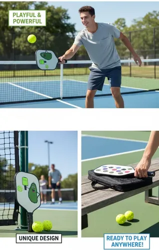 Vista 6 de MIXIN ITUP Juego de 2 paletas de pickleball de fibra de carbono T700