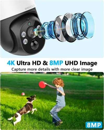 Vista 14 de (Actualización 2026) Sistema de cámara de seguridad 4K PoE con detección humana PIR e IA, NVR de 8 canales con disco duro de 4 TB, 4 cámaras, ultra