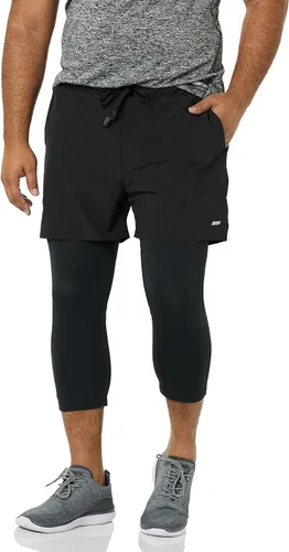 Vista 3 de Tienda Essentials Pantalones cortos de correr tejidos de doble capa para hombre que absorben la humedad