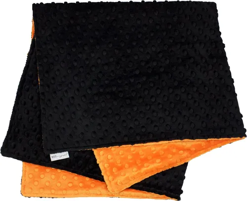 Vista 2 de MEG ORIGINAL Minky Dot Manta de bebé, naranja y negro 346