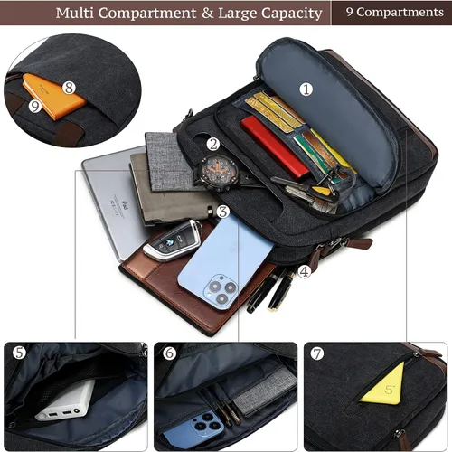 Vista 4 de mygreen Pequeño bolso cruzado de lona para el hombro, bolso de mensajero, bolso de trabajo