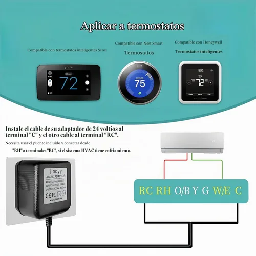 Vista 5 de Adaptador de corriente de timbre de 24 voltios - Adaptador de cable C de 16.4 pies, transformador de timbre compatible con Ring, Nest Hello, Wyze