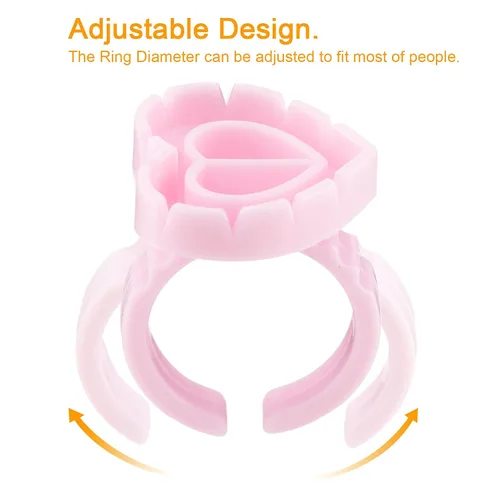 Vista 4 de 300 anillos de pegamento para suministros de extensión de pestañas, taza de pegamento para pestañas de volumen, anillos de pestañas de extensión