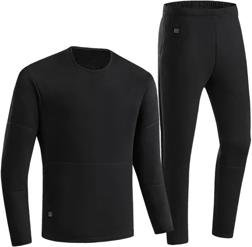 Vista 6 de Nalog Conjunto de ropa interior térmica de calefacción para hombre, ropa interior lavable con calefacción USB para invierno al aire libre