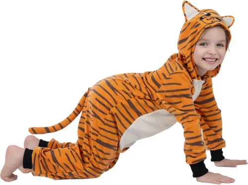Vista 9 de Wizland Disfraz de animal para niños, leopardo, vaca, mono, reno, gato negro, dálmata, muñeco de nieve, mono de Papá Noel