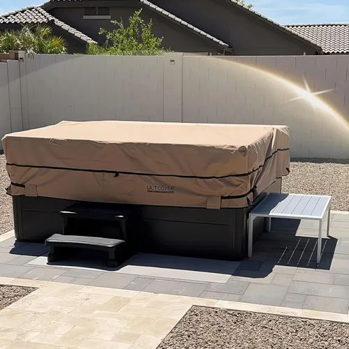 Vista 6 de Ultcover Cubierta cuadrada de poliéster 600D, impermeable, para bañera de hidromasaje de exterior, 85 x 85 pulgadas