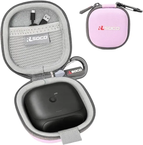 Vista 9 de RLSOCO - Funda rígida de transporte para Soundcore Liberty 5 Pro, Liberty 5 Pro, Liberty 5 Pro Max, con cancelación de ruido, auriculares Negro