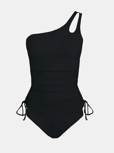 Vista 5 de CUPSHE Conjunto de tankini para mujer, traje de baño de dos piezas, control de abdomen, un hombro con cordón y parte inferior