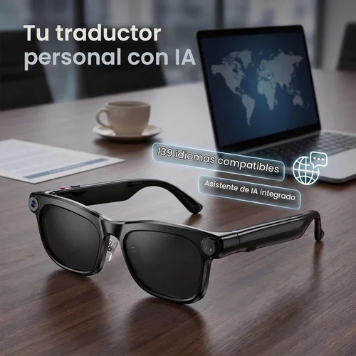 Vista 3 de Lentes inteligentes AI con cámara, gafas de cámara HD de 8 MP